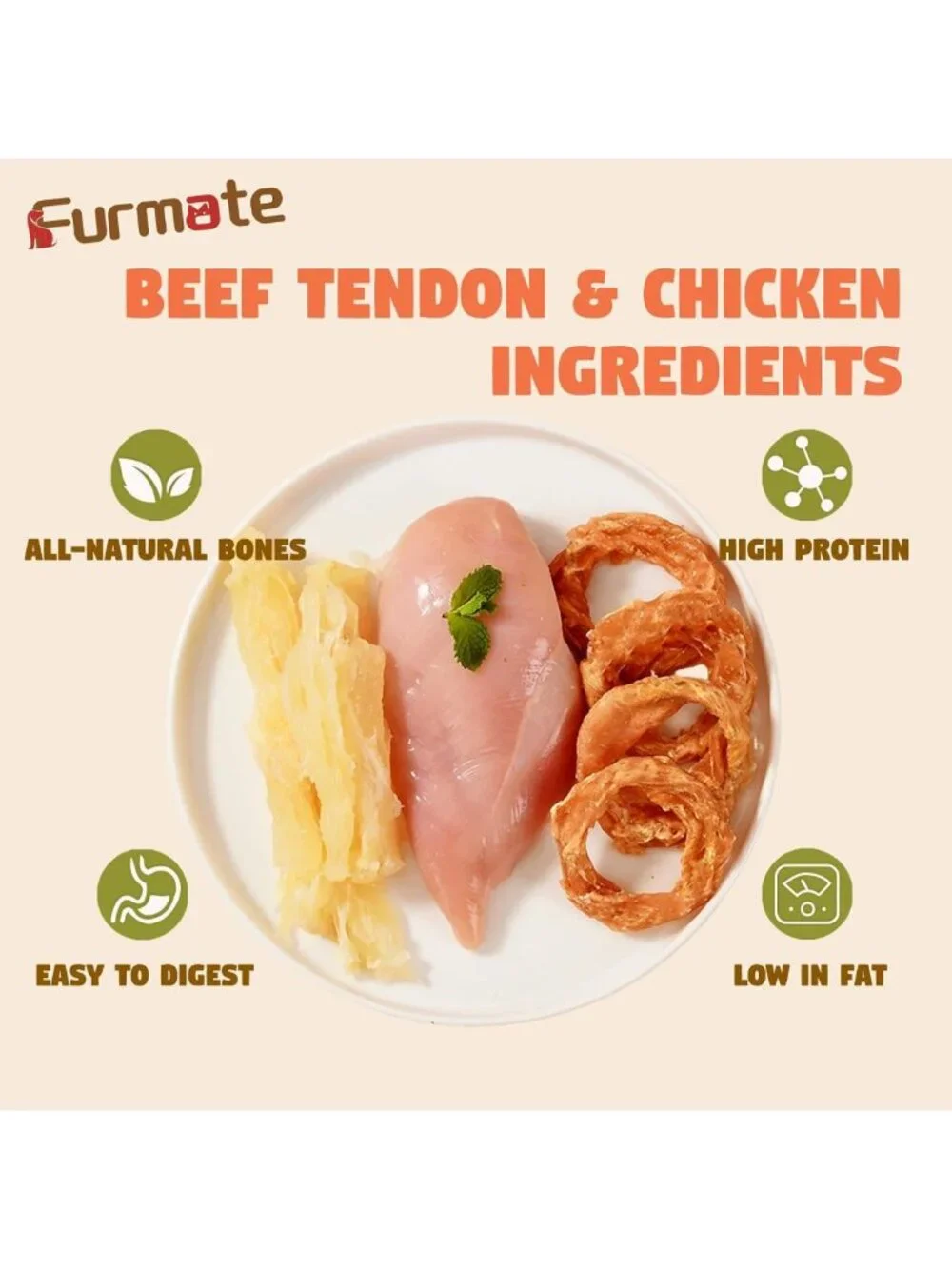 Natural Chicken & Beef Tendon Rings | Rawhide Alternative Dog Treats for Chewing